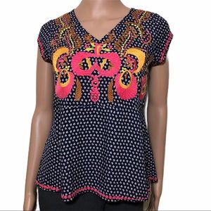 THML Boho Embroidered Peplum shirt